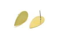 Brass Drop Earring, 6 Raw Brass Drop Stud Earrings (20x11x0.80mm) M03400 A2680