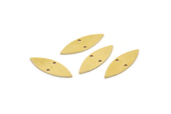 Brass Marquise Connector, 24 Raw Brass Marquise Connectors With 2 Holes (18x6x0.60mm) A2715