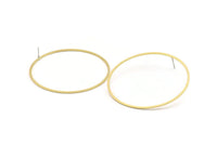 57mm Circle Earring - 6 Raw Brass Circle Stud Earrings (57x1.3x1mm) A6098 A4804