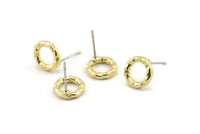 Brass Round Earring, 8 Raw Brass Circle Stud Earrings (10x2mm) N2436