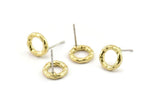 Brass Round Earring, 8 Raw Brass Circle Stud Earrings (10x2mm) N2436