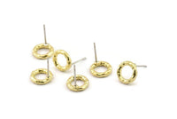 Brass Round Earring, 8 Raw Brass Circle Stud Earrings (10x2mm) N2436