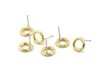 Brass Round Earring, 8 Raw Brass Circle Stud Earrings (10x2mm) N2436