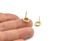 Brass Round Earring, 8 Raw Brass Circle Stud Earrings (10x2mm) N2436