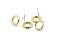 Pirinç Yuvarlak Küpe, 6 Ham Pirinç Daire Küpe (12x2mm) N2438