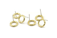 Pirinç Yuvarlak Küpe, 6 Ham Pirinç Daire Küpe (12x2mm) N2438