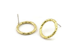Brass Round Earring, 4 Raw Brass Circle Stud Earrings (18x2mm) N2440