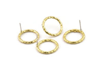 Brass Round Earring, 4 Raw Brass Circle Stud Earrings (18x2mm) N2440