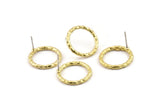 Brass Round Earring, 4 Raw Brass Circle Stud Earrings (18x2mm) N2440