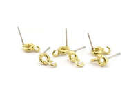 Brass Round Earring, 12 Raw Brass Circle Stud Earrings (6x2mm) N2426