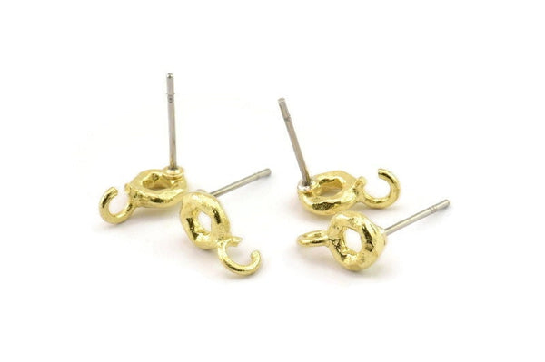 Brass Round Earring, 12 Raw Brass Circle Stud Earrings (6x2mm) N2426
