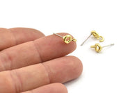 Brass Round Earring, 12 Raw Brass Circle Stud Earrings (6x2mm) N2426