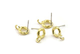 Brass Round Earring, 12 Raw Brass Circle Stud Earrings (8x2mm) N2427