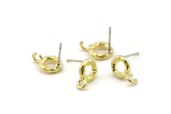 Brass Round Earring, 12 Raw Brass Circle Stud Earrings (8x2mm) N2427