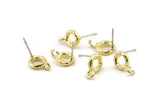 Brass Round Earring, 12 Raw Brass Circle Stud Earrings (8x2mm) N2427