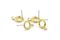 Brass Round Earring, 8 Raw Brass Circle Stud Earrings (10x2mm) N2428