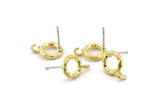 Brass Round Earring, 8 Raw Brass Circle Stud Earrings (10x2mm) N2428