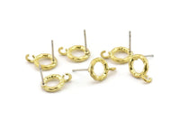 Brass Round Earring, 8 Raw Brass Circle Stud Earrings (10x2mm) N2428