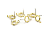 Brass Round Earring, 8 Raw Brass Circle Stud Earrings (10x2mm) N2428