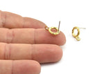 Brass Round Earring, 8 Raw Brass Circle Stud Earrings (10x2mm) N2428