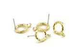 Brass Round Earring, 6 Raw Brass Circle Stud Earrings (12x2mm) N2432
