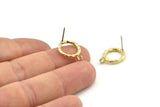 Brass Round Earring, 6 Raw Brass Circle Stud Earrings (14x2mm) N2439