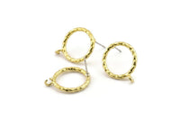 Brass Round Earring, 4 Raw Brass Circle Stud Earrings (18x2mm) N2433