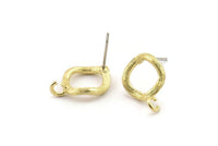 Brass Round Earring, 6 Raw Brass Circle Stud Earrings (12x2mm) N2430