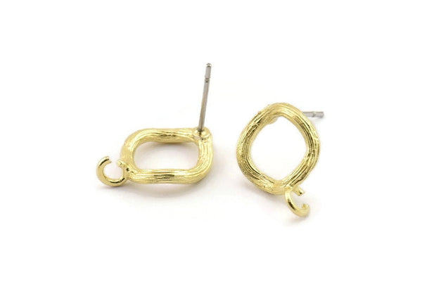 Brass Round Earring, 6 Raw Brass Circle Stud Earrings (12x2mm) N2430