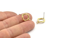 Brass Round Earring, 6 Raw Brass Circle Stud Earrings (12x2mm) N2430