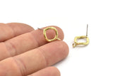 Brass Round Earring, 6 Raw Brass Circle Stud Earrings (12x2mm) N2430