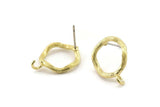Brass Round Earring, 6 Raw Brass Circle Stud Earrings (14x2mm) N2435