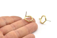 Brass Round Earring, 6 Raw Brass Circle Stud Earrings (14x2mm) N2435