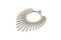Steel Sun Charm, 6 Stainless Steel Sunshine Charms With 1 Loop, Pendants, Findings (33x29x0.80mm) SMP1155 A5578