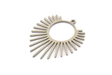 Steel Sun Charm, 6 Stainless Steel Sunshine Charms With 1 Loop, Pendants, Findings (33x29x0.80mm) SMP1155 A5578