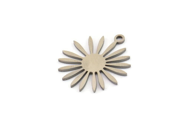 Çelik Çiçek Tılsımı, 1 Döngülü 12 Paslanmaz Çelik Çiçek Tılsımı, Tılsım Küpeler (20x17x0,80 mm) SMP1156