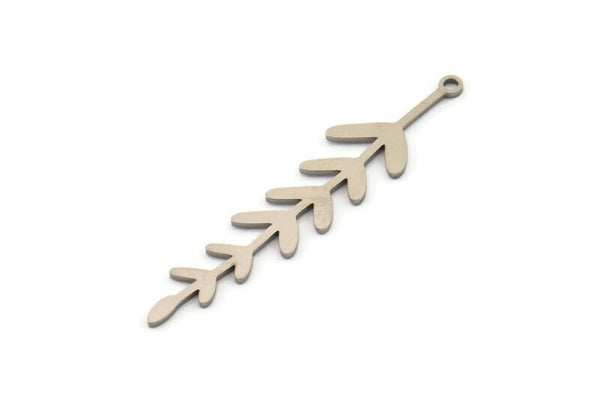 Steel Leaf Charm, 12 Stainless Steel Leaf Charms With 1 Loop, Charm Pendants (46x10x0.80mm) SMP1160