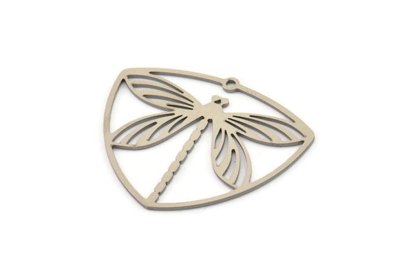 Steel Dragonfly Charm, 4 Stainless Steel Dragonfly Charms With 1 Loop (30x36x0.80mm) SMP1161