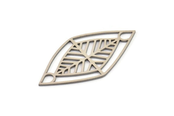 Steel Marquise Charm, 6 Stainless Steel Marquise Charms With 2 Holes, Connectors (39x20.5x0.80mm) SMP1163