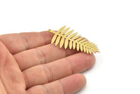 Brass Leaf Charm, 4 Raw Brass Leaf Charms With 1 Hole, Charm Pendants (49x25x0.80mm) SMP1167