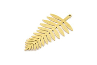 Brass Leaf Charm, 4 Raw Brass Leaf Charms With 1 Hole, Charm Pendants (49x25x0.80mm) SMP1167