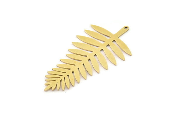 Brass Leaf Charm, 4 Raw Brass Leaf Charms With 1 Hole, Charm Pendants (49x25x0.80mm) SMP1167