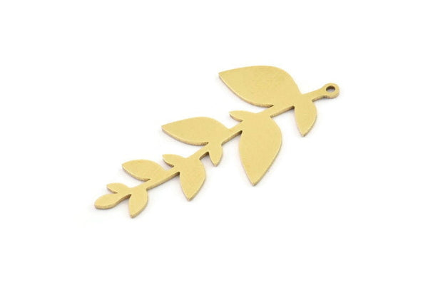 Brass Leaf Charm, 4 Raw Brass Leaf Charms With 1 Hole, Charm Pendants (42x18x0.80mm) SMP1168