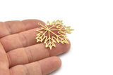 Brass Leaf Charm, 6 Raw Brass Leaf Charms With 1 Hole, Charm Pendants (39x38x0.80mm) SMP1169