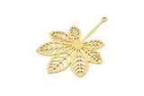 Brass Leaf Charm, 6 Raw Brass Leaf Charms With 1 Hole, Charm Pendants (44x33x0.80mm) SMP1170