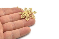 Brass Leaf Charm, 6 Raw Brass Leaf Charms With 1 Hole, Charm Pendants (44x33x0.80mm) SMP1170