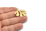 Brass Leaf Charm, 4 Raw Brass Leaf Charms With 1 Hole, Charm Pendants (31x27x0.80mm) SMP1172