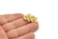 Brass Leaf Charm, 8 Raw Brass Leaf Charms With 1 Hole, Charm Pendants (34x19x0.80mm) SMP1173
