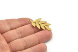 Brass Leaf Charm, 8 Raw Brass Leaf Charms With 1 Hole, Charm Pendants (34x19x0.80mm) SMP1173