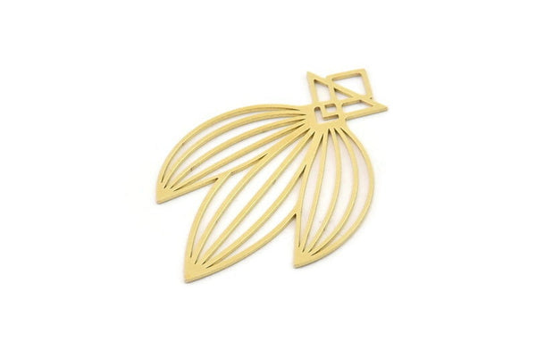 Brass Tulip Charm, 4 Raw Brass Tulip Charms With 1 Loop, Pendant Charms, Findings (43x29x0.60mm) SMP1176